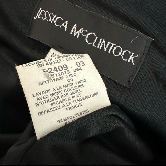 Jessica McClintock Black White Contrast Jersey Stretch Halter Dress Size 6 - Picture 11 of 12